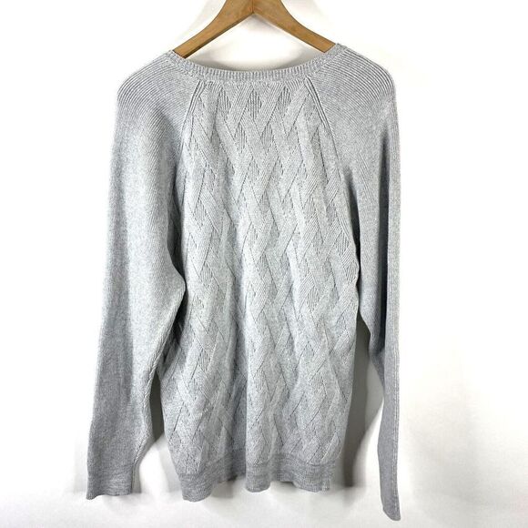 Tommy Bahama Sweater Size Large Mens Gray Silver Basket Weave Ocean Crest Crew - Picture 5 of 7